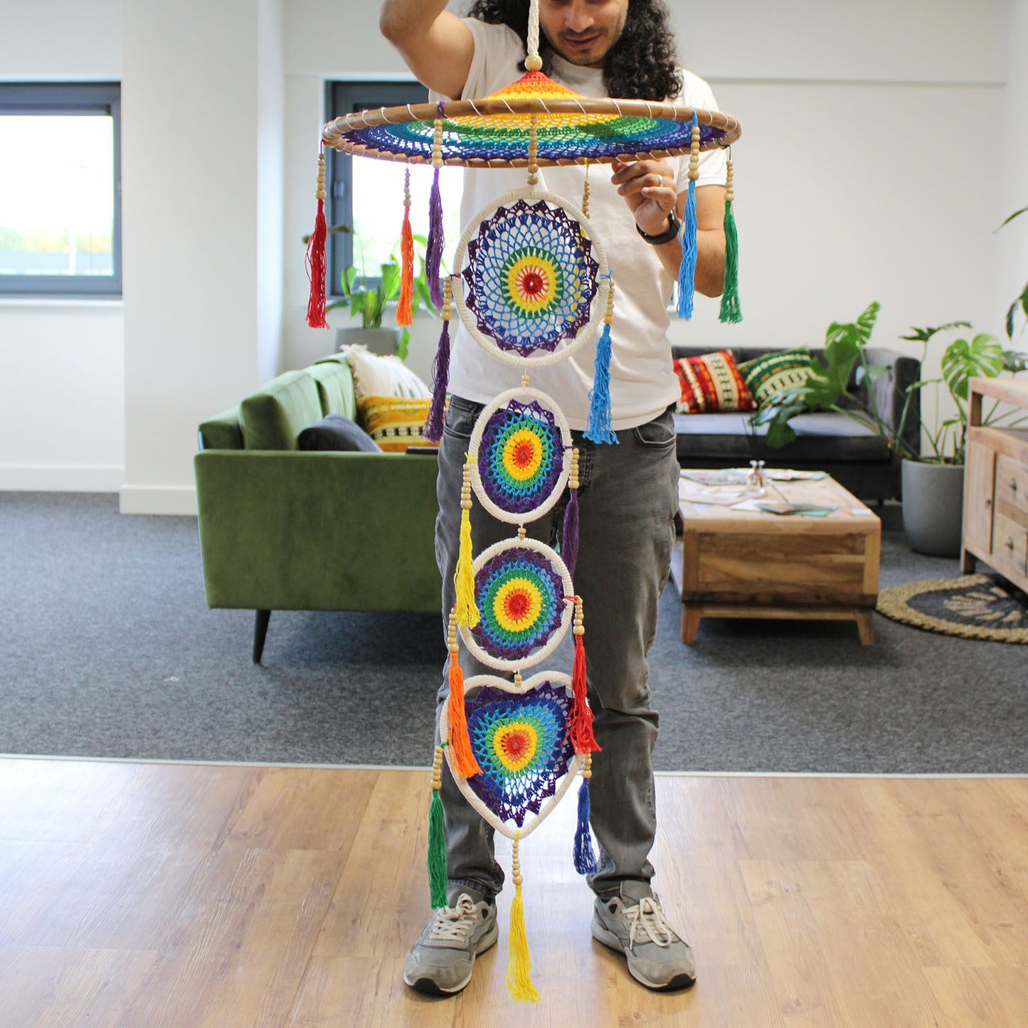 Extra Große Drama Traumfänger - Lebendiger Regenbogen