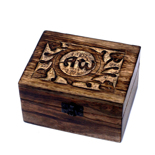 Mango Aromatherapie Box für 12 Fläschchen 10ml aus Mango Holz mit Handgefertigten Designs