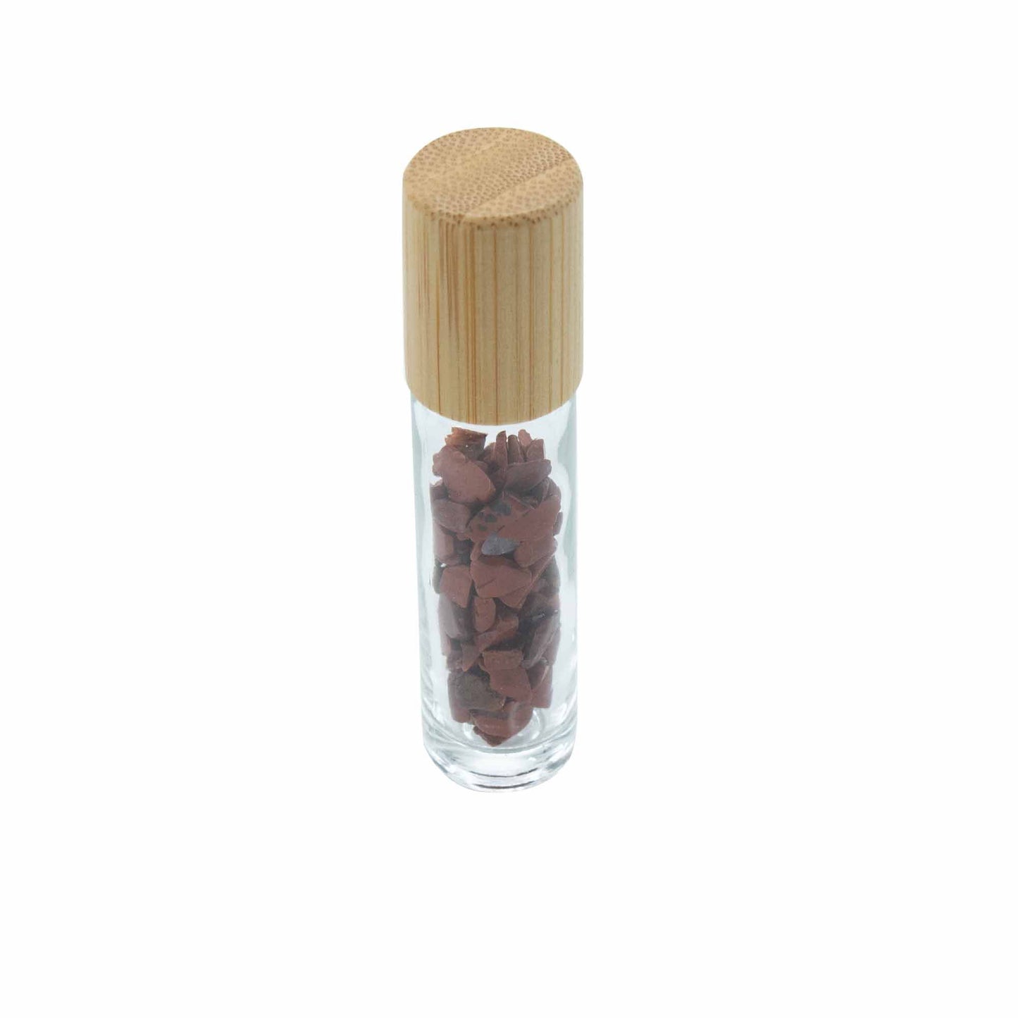 Edelstein Ätherisches Öl Rollerflasche - Roter Jaspis - Holzdeckel + Edelstein Roller Spitze für 5ml Flasche - Roter Jaspis