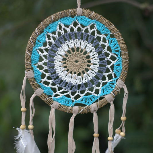 Pastellblauer Makramee Traumfänger 16cm Verschiedene Farben