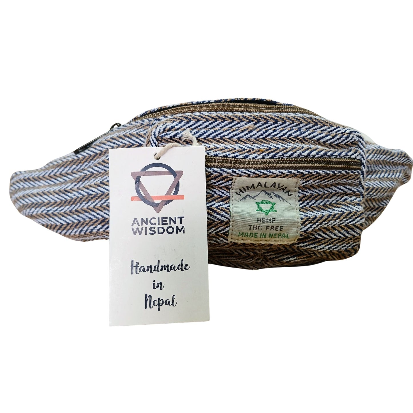Baumwolle Hanf Stil Gürtel Tasche Blau
