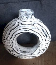 Runder Donutförmiger Vase Creme 18cm