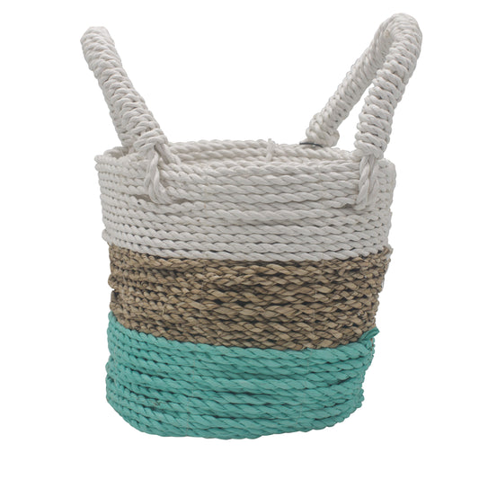 Seagrass Korb Set Grün Natur Weiß