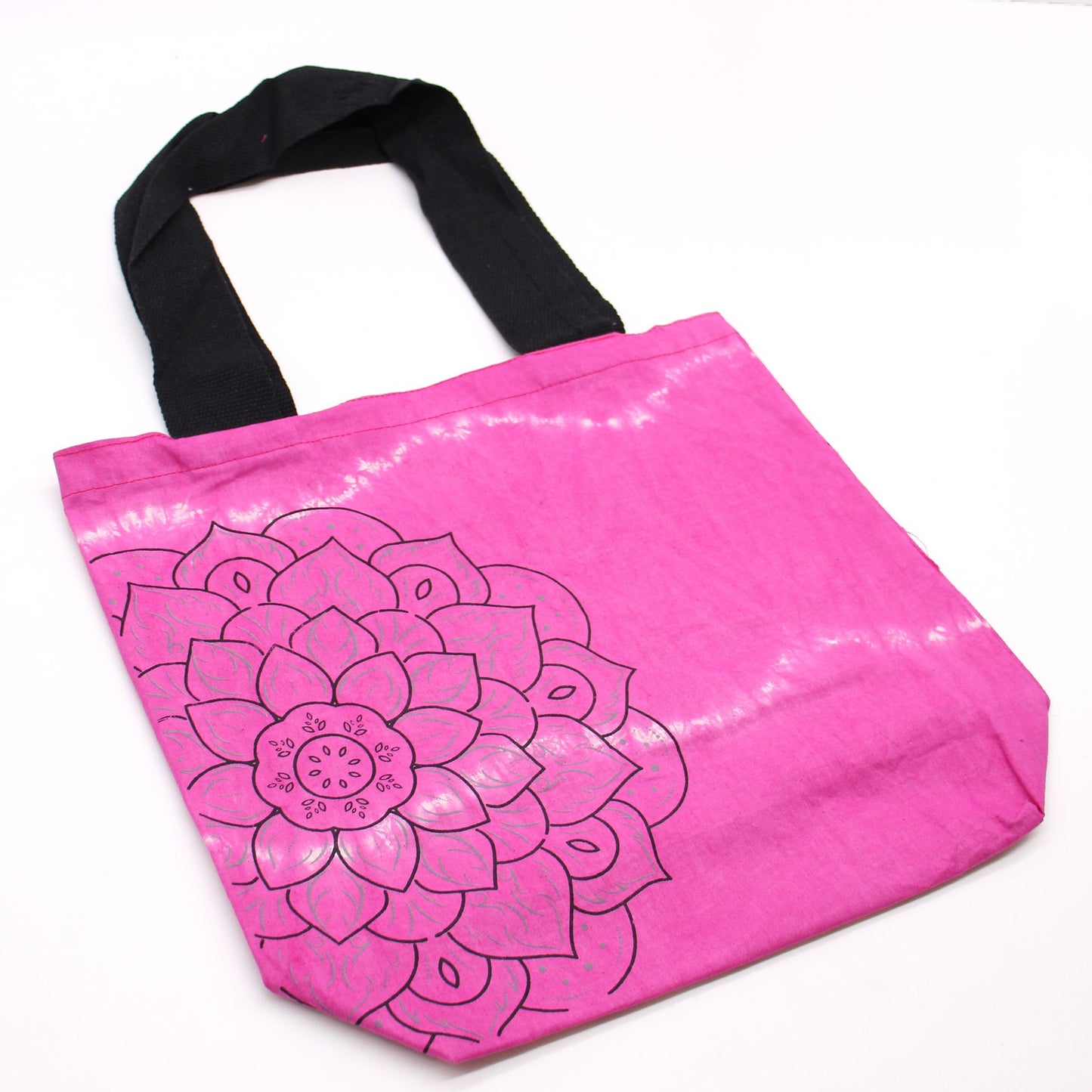 Tie-Dye Baumwolltasche 6oz 38x42x12cm Mandala Magenta mit Schwarzem Griff