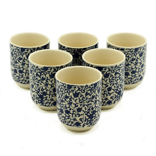 Kräutertee Tassen Mit Blauem Muster Set Von 6