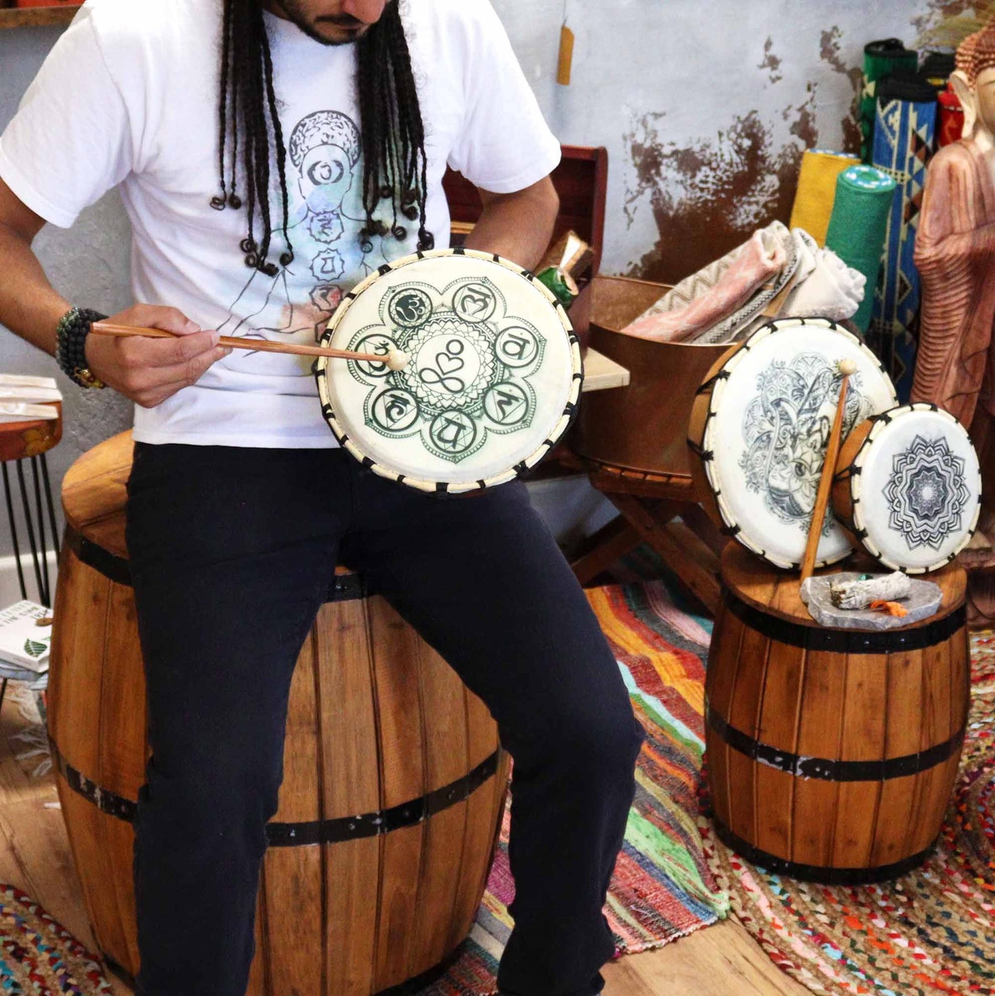 Chakra Schamanentrommel Mit Schlägel 25cm