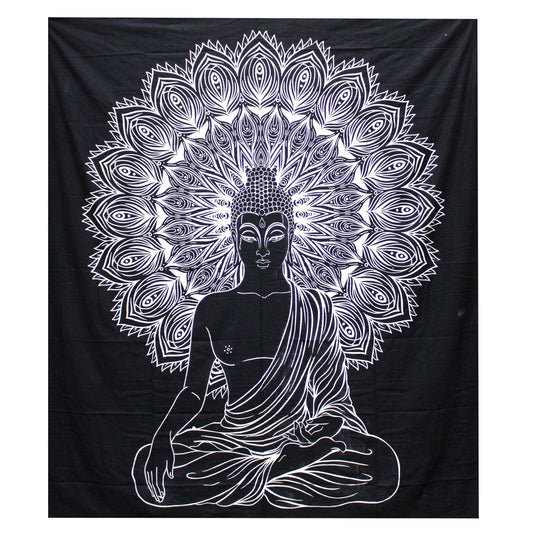 B&W Doppel Baumwolle Tagesdecke Und Wandbehang Buddha