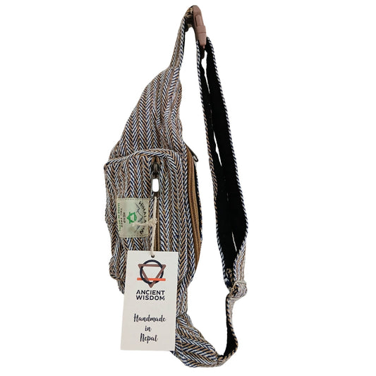 Baumwolle Hanf Stil Gürtel Tasche Blau