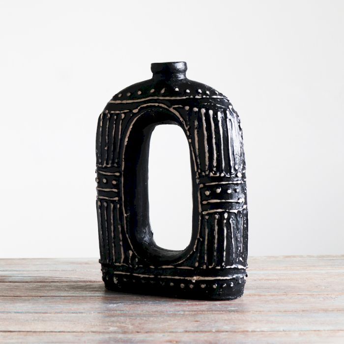 Ovaler Donut Form Vase - Schokolade 18cm