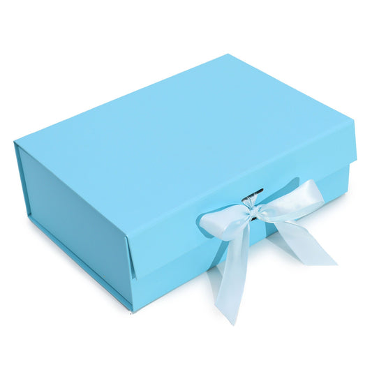 Große Flachverpackungs-Geschenkbox in Babyblau 28,2x20,2x9,2cm