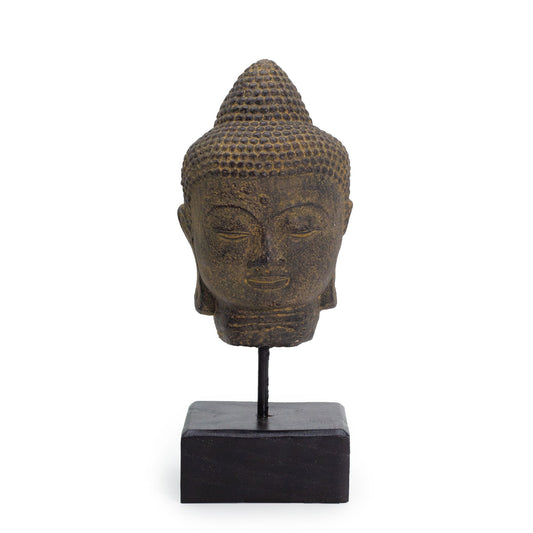 Buddhastatuette Mit Stand - Grau