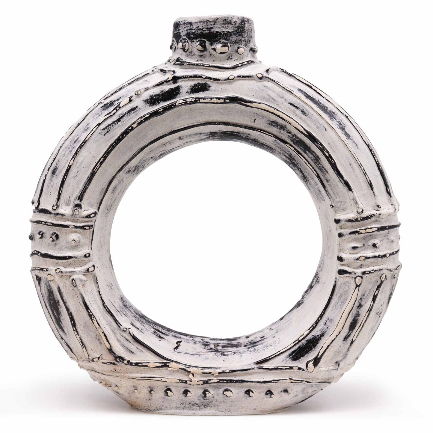 Runder Donutförmiger Vase Creme 30cm