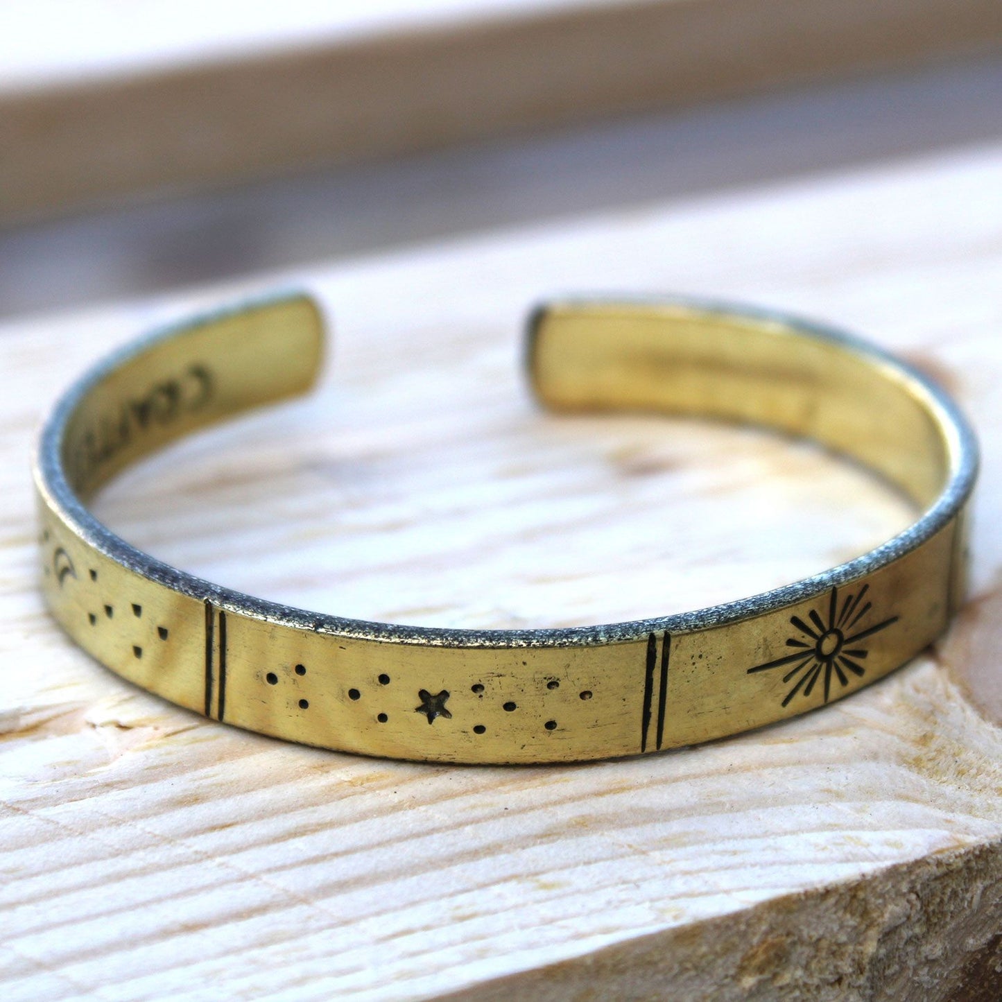 Inspiration Armband - Messing Sonnenaufgang, Galaxie, Sterne, Erde