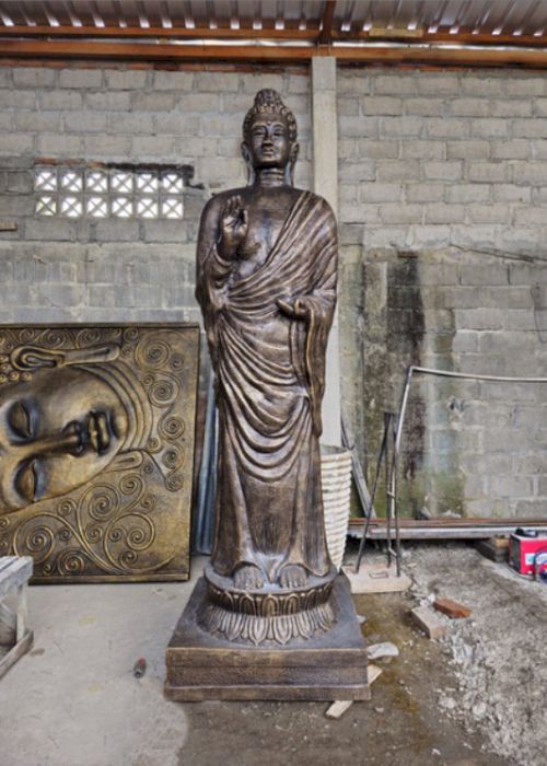 Hohe Antike Goldene Stehende Buddha Statue 3m Hoch