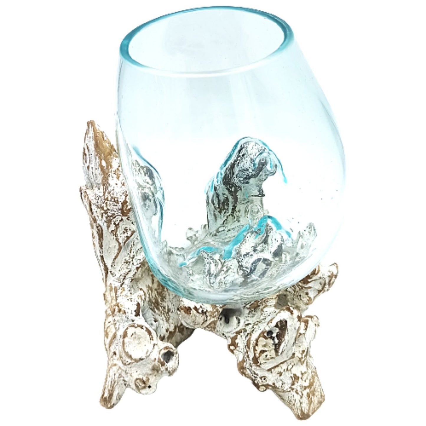 Geschmolzenes Glas Auf Weißgewaschenem Holz - Große Schüssel