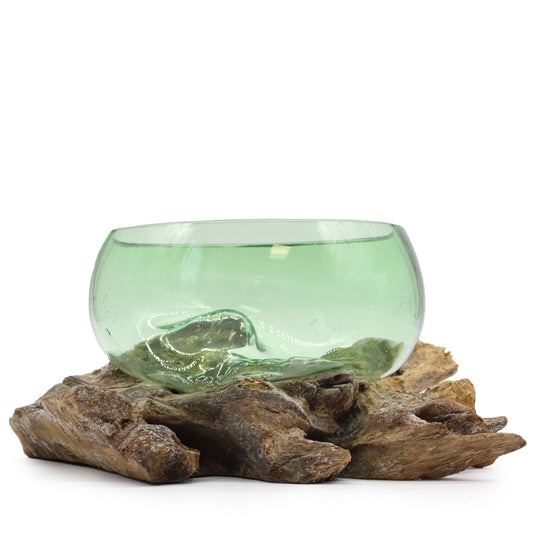 Recycelte Bierflaschen Große Breite Schüssel Auf Holz