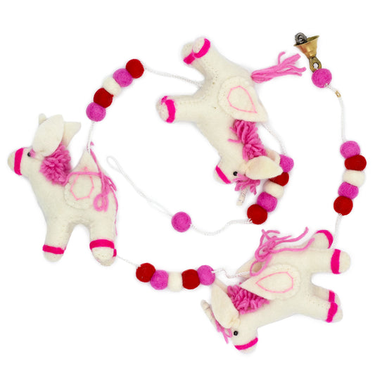 Filz Wandbehang Einhörner 110 cm Handgefertigt in Nepal