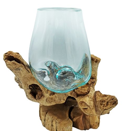 Geschmolzenes Glas Auf Holz Mit Ständer - Große Schüssel