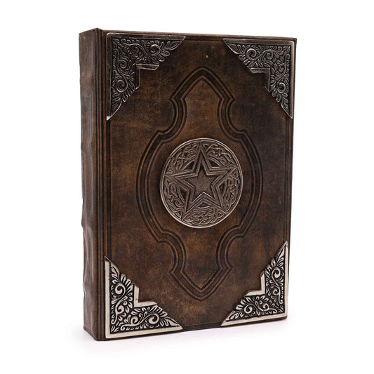Braunes Tan Buch Mit Zink Pentagon Dekor 200 Deckle Edge Seiten 26x18cm