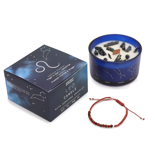 Zodiac Kristallkerze Mit Edelsteinarmband - Löwe