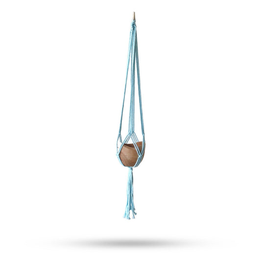 Makramee Blumentopf Halter Klassisch - Pulverblau Mittlerer Topf