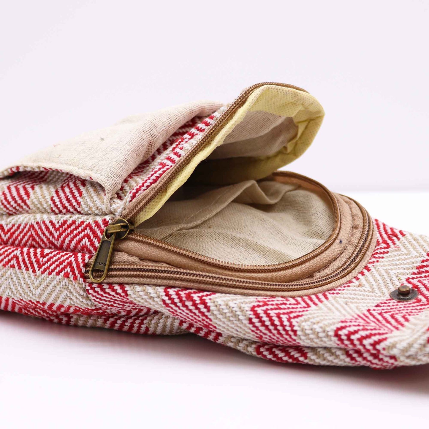 Umhängetasche Aus Naturbaumwolle In Tan Und Pink