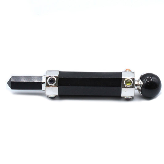 Sechseckiger Kristall Heilungsstab 12cm Schwarzer Achat