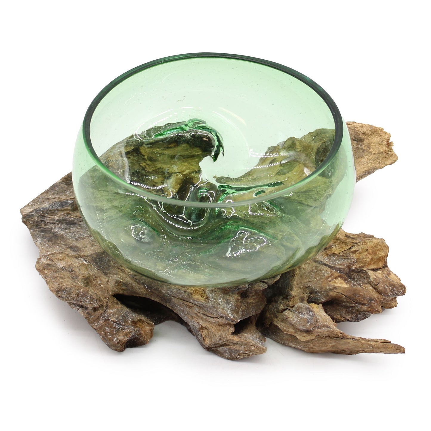 Recycelte Bierflaschen Große Breite Schüssel Auf Holz