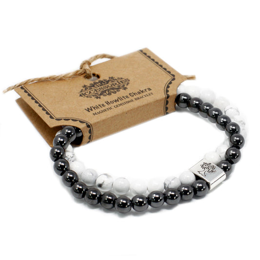 Magnetisches Edelstein Armband - Weißer Howlite Chakra