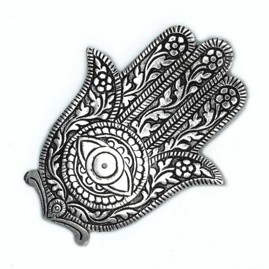 Polierter Aluminium Hamsa Räucherhalter 14cm
