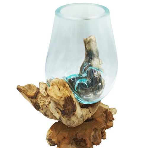 Geschmolzenes Glas Auf Holz Mit Ständer - Große Schüssel