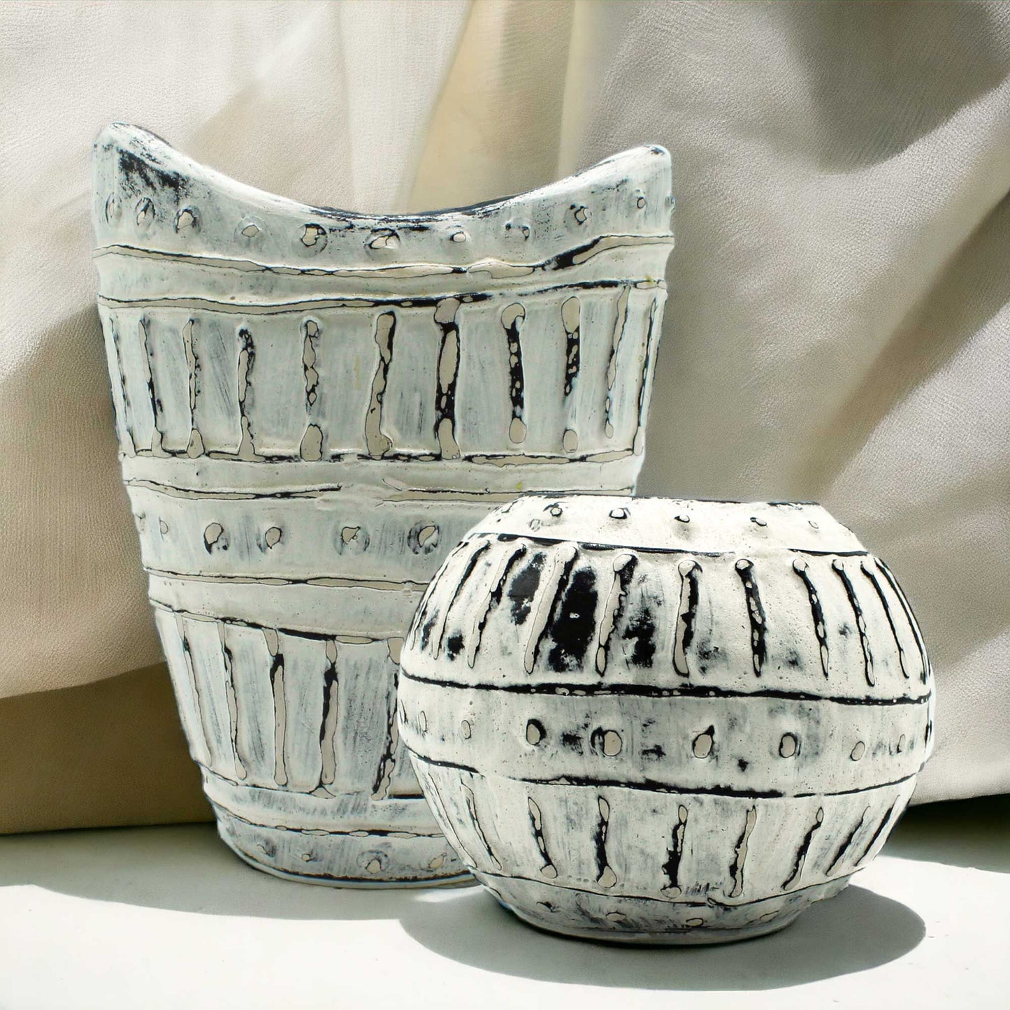 Breitmundiger Vase Creme 22cm