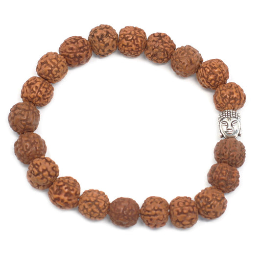 Rudraksha Buddha Armband Mala Braun