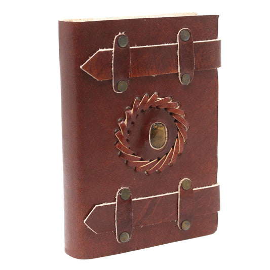 Leder Tigereye Mit Riemen Notizbuch 15x10 cm