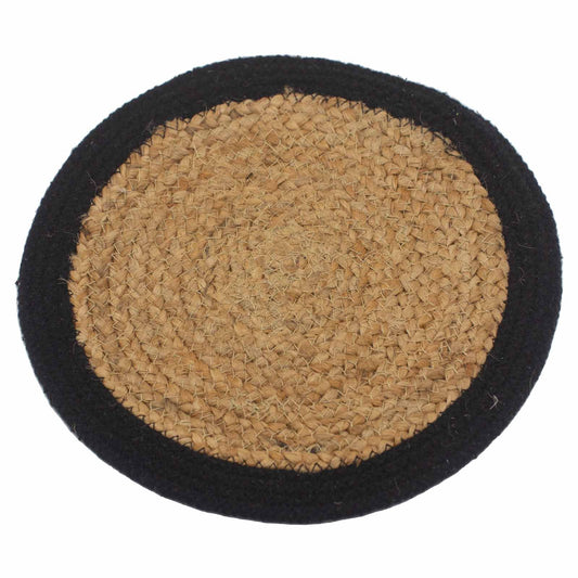 Natürliche Platzmatte Jute und Baumwolle 30cm Schwarzer Rand