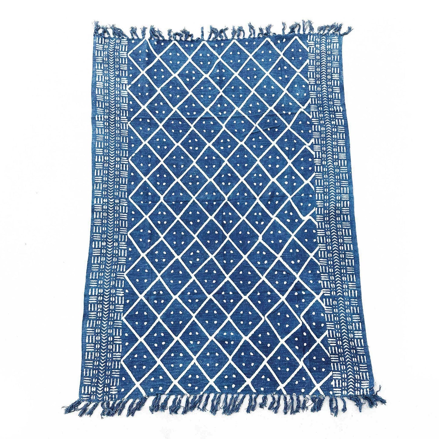 Handgefertigte Indigo-Decke - 170x120cm - Mitternachts Heerak