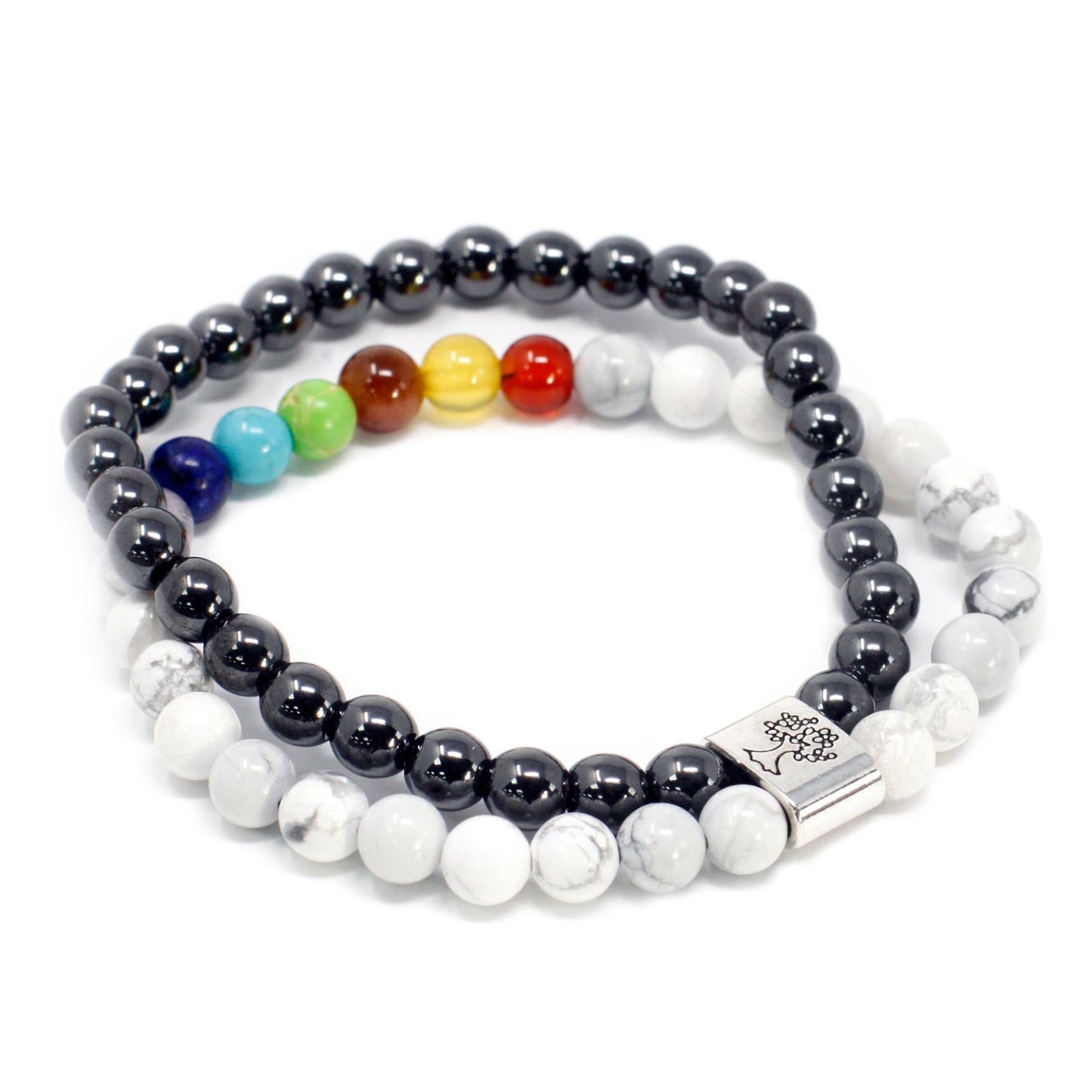 Magnetisches Edelstein Armband - Weißer Howlite Chakra