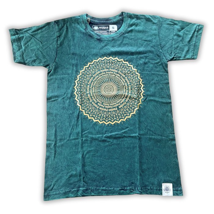 Mittleres Stein-Gewaschenes Mandala T-Shirt In Grün