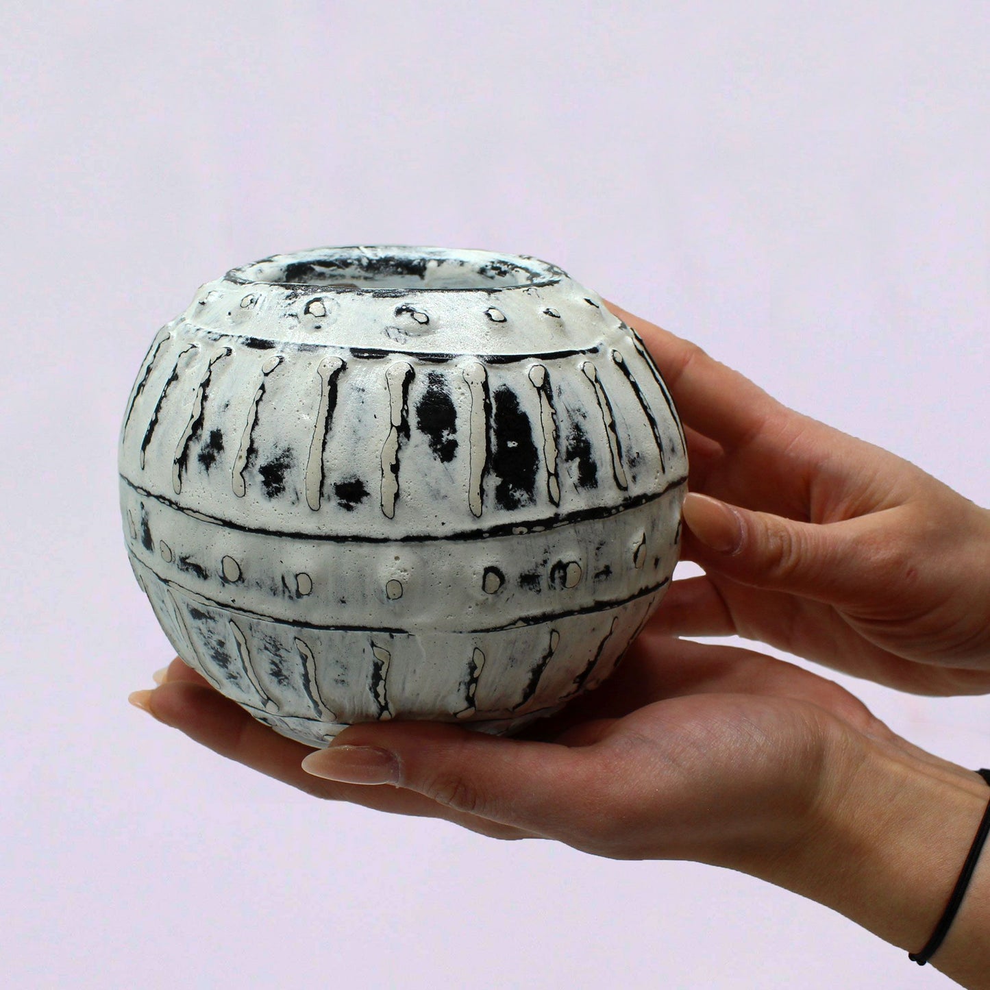 Griechischer Bubble Ton Blumentopf Creme 10cm