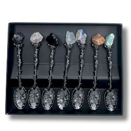 Set Aus 7 Dunkel Silbernen Edelstein Kristall Hexen Löffeln