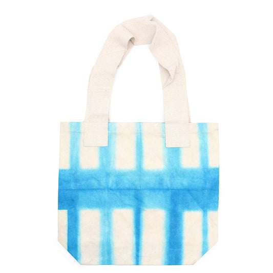 Natürliche Tye-Dye Baumwolltasche 8oz 38x42x12cm Himmelblaue Blöcke Natürlicher Griff