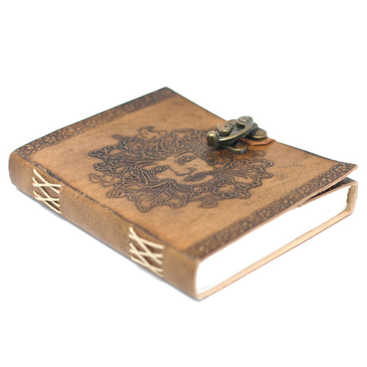 Leder Greenman Notizbuch 20x15 cm Handgemacht Mit Ledercover