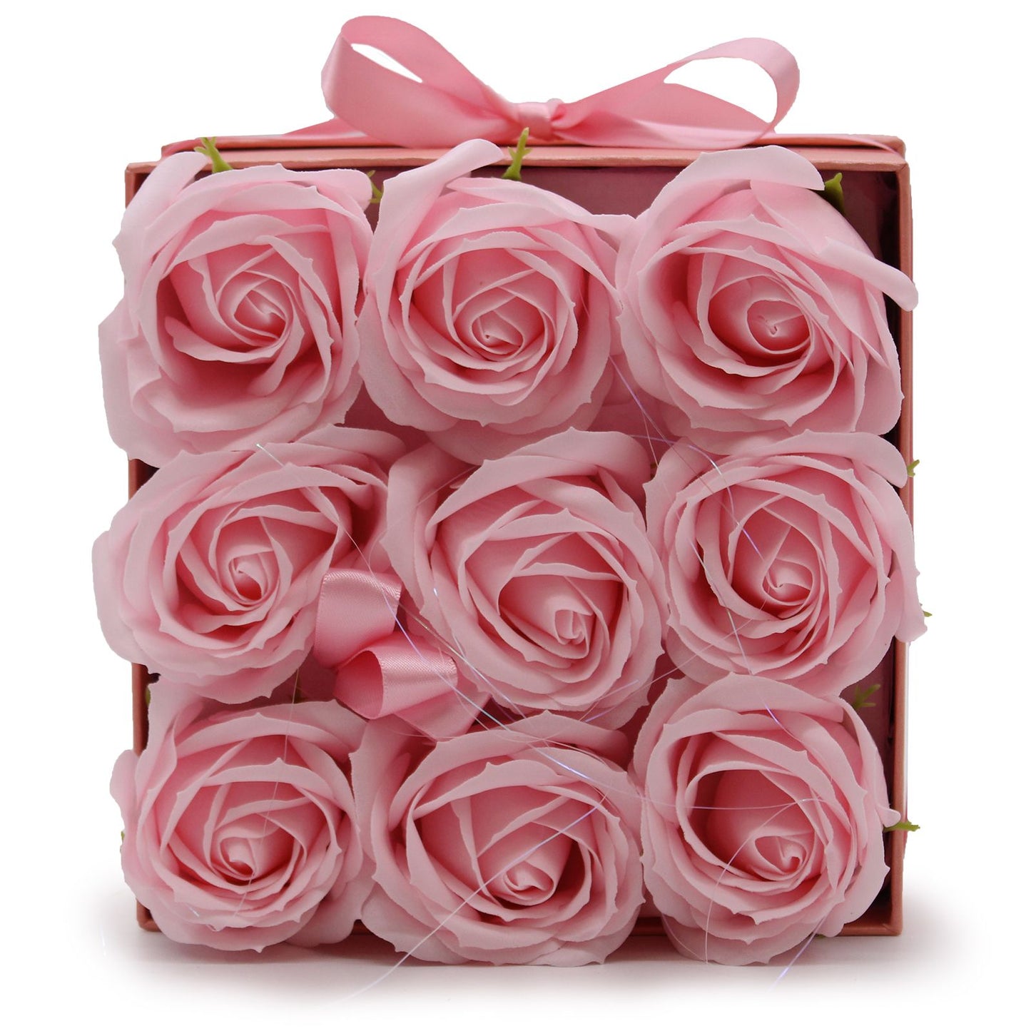 Seifenblumen Geschenkstrauß - 9 Pinke Rosen - Quadrat
