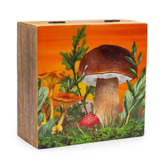 Große Quadratische Box 15x17,5x8cm - Pilz Design Maroon