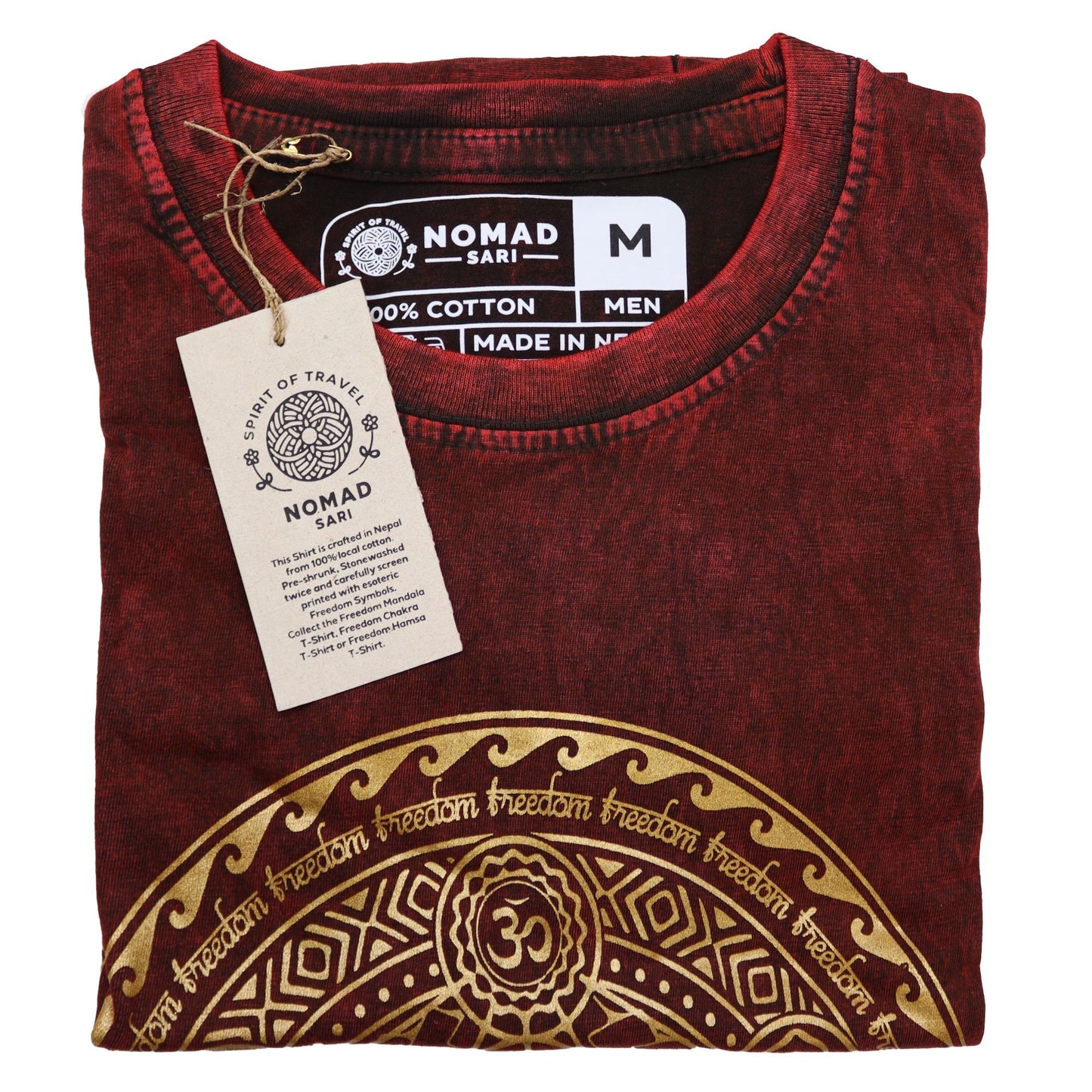 Mittlere Steingewaschene T-Shirt Chakra Maroon