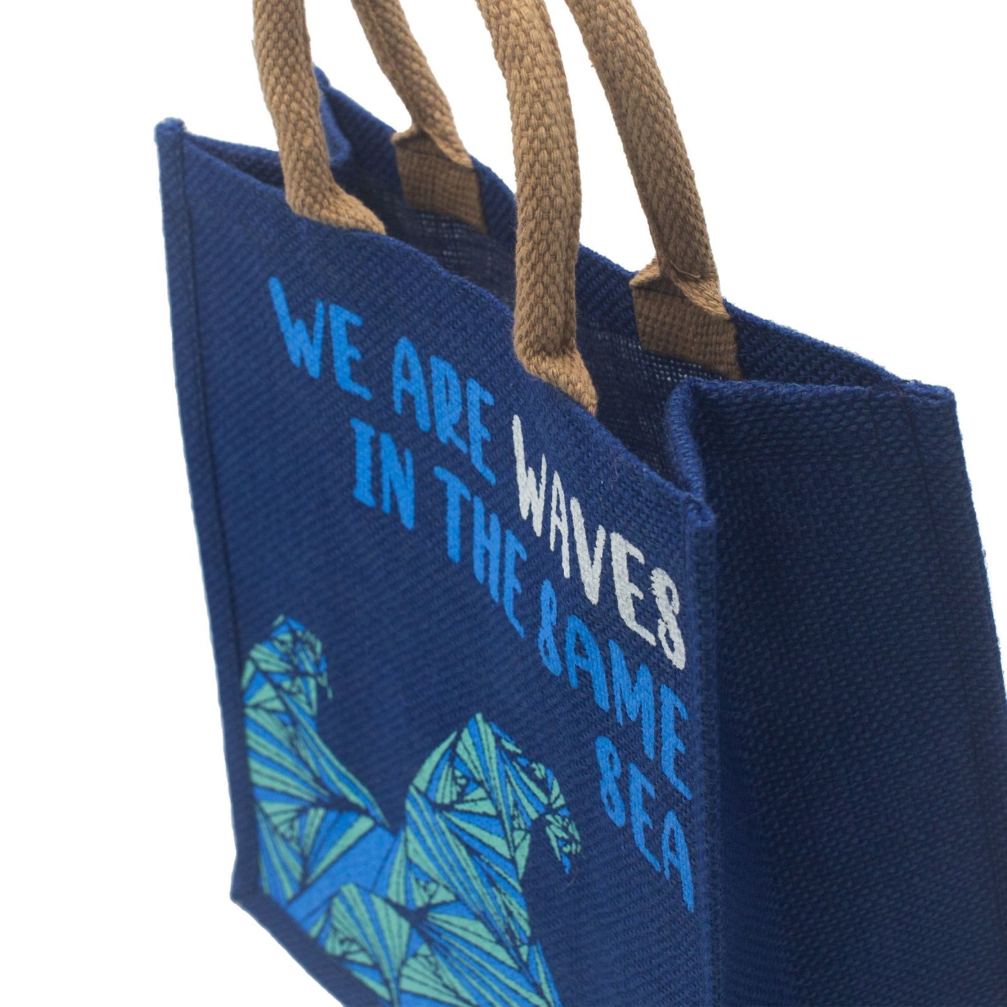 Bedruckte Jute Tasche - Wir Sind Wellen - Natur