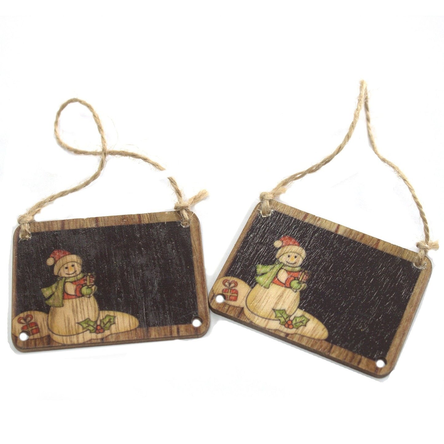 2er Set Weihnachts Holz Dekoration Schneemann