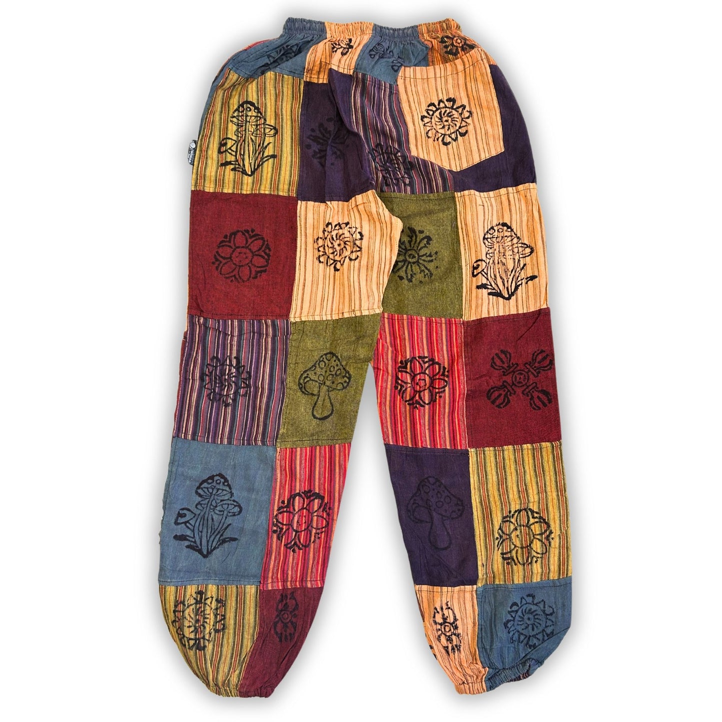 Nomad Sari - Pilzhosen - Blockdruckdesigns - Orangetöne (110x120cm) L/XL