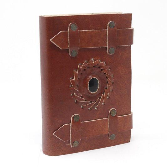 Leder Schwarz Onyx Mit Riemen Notizbuch 15x10 Cm