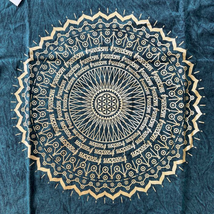 XLarge Stein-Gewaschenes T-Shirt Mandala Grün